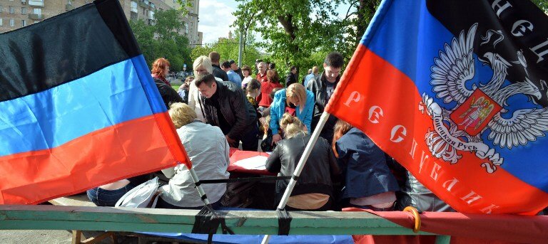 Москва. Полтора километра очереди голосующих за Донбасс | Фото: AFP